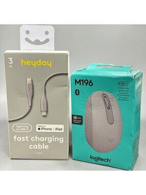 Heyday USB-C Fast Charging Cable 3 Ft & Logitech M196 Wireless Mouse Bluetooth 1
